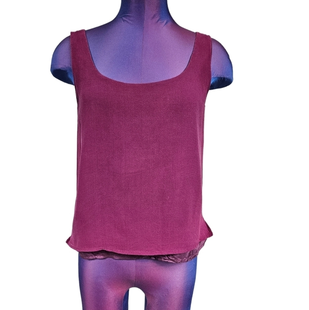 Vintage‎ Niteline Della Roufogali Fuchsia 100% Silk Cami Blouse Size 4 Women S52